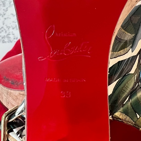 Christian Louboutin Green Dona Anna Cork Platform Size 38 - Picture 4 of 7